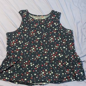 Lane Bryant peplum style red white and blue stars tank. Size 22/24